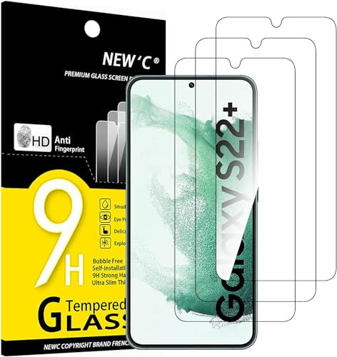 NEW'C 3 Stück für Samsung Galaxy S22+ / S22 Plus für Panzerglas, Frei von Kratzern, 9H Härte, HD Displayschutzfolie, 0.26mm Ultra-klar, Ultrabeständig