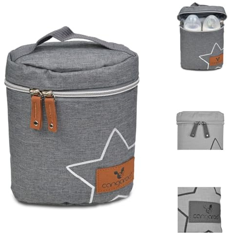 Cangaroo Thermotasche Charlie Thermobox für 2 Babyflaschen Reißverschluss Griff grau