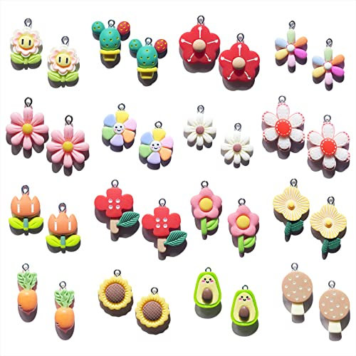 Animal Plant Food Resin Pendnat Cute 3D Charms for Jewelry Making Bracelet Necklace Earring Pendant Phone Case Keychain Nail Craft Supplies DIY Accessories, Resin Plastic, No Gemstone