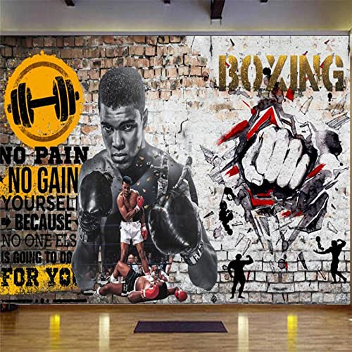 Sport Gym 3D Fototapete Gewichtheben Boxen Industriedekor Wandbild Tapeten TV Wandbild Tapete Wanddekoration fototapete 3d Vlies wandbild Schlafzimmer-350cm×256cm
