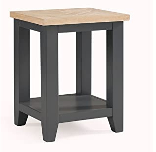 Julian Bowen Bordeaux Lamp Table, Dark Grey | Traditional Side Table for Living Room or Bedroom, Solid Oak, No Assembly Needed, Classic & Timeless Design