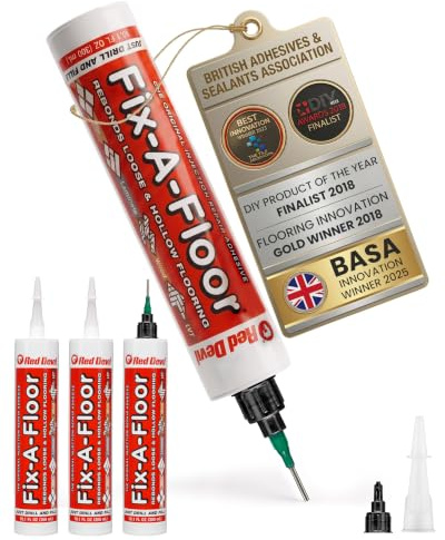 Fix-A-Floor All in One Adhesive Injector Kit For Loose & Hollow Tiles | Pack of 4, Wood, LVT & Laminate, Includes Reusable Syringe Adapter, Micro Precision