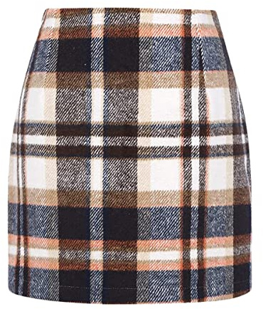 Minetom Damen Kariert Röcke Büro Rock Bleistift Figurbetont Minirock Mit Plaid A Linie Hohe Taille Herbstrock Herbst Kurze Freizeitrock Bleistiftrock Arbeitsrock