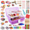 KEWUZY Bastelsets für Kinderbastelkoffer, 2200+ Bastelset Kinder ab 3-12 Jahre, Pfeifenreiniger, Pompons, Gabel, Löffel, Wackelaugen, Pailletten Bastelbedarf für Kleinkinder