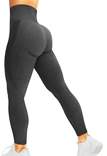 corcoar Sport Leggings Damen High Waist Seamless Hosen Gym Yoga Sport Leggings Booty Lifting Po Push Up Gym Sporthose Grau L