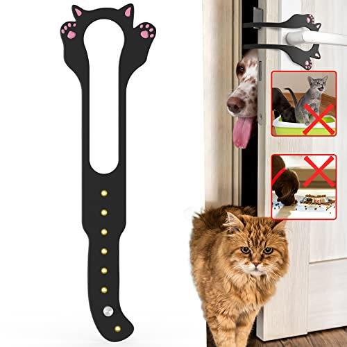 Elilier Cat Door Latch Holder,【8 Adjustable Sizes】 Stronger Flex Cat Door Stopper, Keep Door Open 1.5 to 8, Let's Cats in and Keeps Dogs Out of Litter & Food, No Tool Required & No Wall Damage