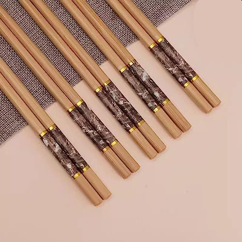 BBAUER palillos chinos para niños palillos japoneses palillos sushi Palillos de bambú Hogar 5-10 Adultos de doble vuelo, una persona, un palillo, antideslizante(Color:E,Size:20)