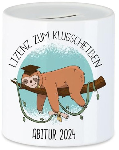 Hey!Print Abitur 2024 Lizenz Zum Klugscheißen Spardose Faultier Schulabschluss Gymnasium