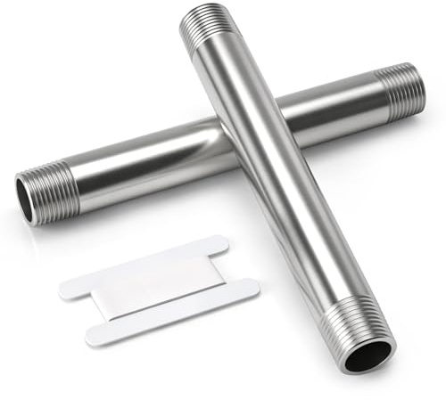 Bwintech 2 pezzi 200MM 1/4 Maschio × 1/4 Maschio filettatura BSP Acciaio inox 304 Nipplo estensore Raccordi per tubi fusi