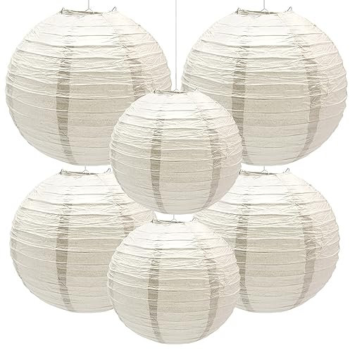 Yosawo 6 Stück Papierlaterne Laterne Deko Grau rund Lampenschirm für Party Garten Hochzeit Geburtstage Dekoration( 8 10 12/Grey)