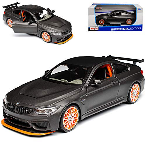 Generisch B*M*W 4er M4 F82 GTS Coupe Matt Schwarz mit Karbon Dach Ab 2014 1/24 Modell Auto