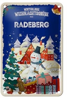 FEMER Blechschild Weihnachtsgrüße RADEBERG Geschenk Dekoration 12x18cm