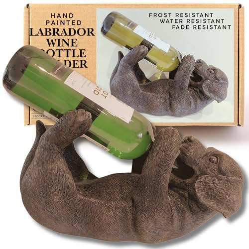 G&H Decor - Labrador Wine Bottle Holder Figurine - Dog Wine Bottle Holder Figurine with Outstanding Detail - Labrador Wine Holder Guzzler for Countertop or Tabletop Bar - Cute Lab Gifts