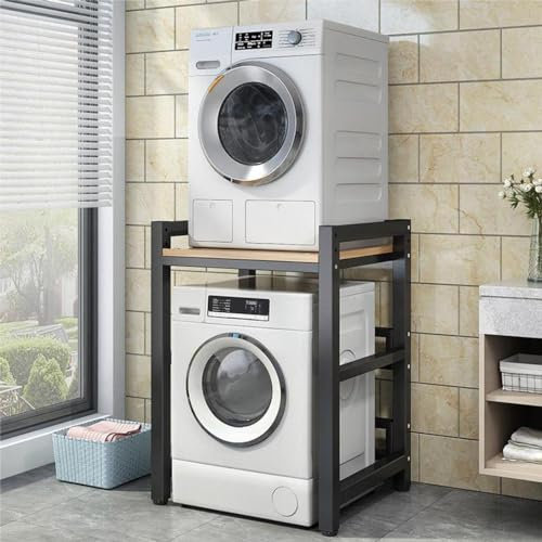GeRRiT Armoire de séchage de machine à laver armoire superposée pour machine à laver et sèche - linge avec 3 hauteur réglable laveuse sécheuse armoire de séchage étagère armoire à laver,Black