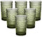 ZMOWIPDL Vintage Glassware Drinking Glasses Set of 6,13 oz Green Textured Flower Design Glass Water Tumblers，Embossed Striped Drinkware for Water,Cocktails,Juice,Iced Coffee