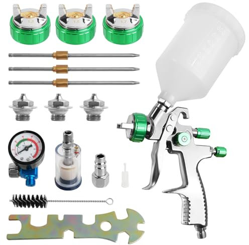 Pistola de pulverización de aire con boquillas de 1,3/1,5/1,7 mm y regulador de aire, pistolas de pintura LVLP para automoción, pistola de pintura de coche, para pintura de casa, coche, muebles,