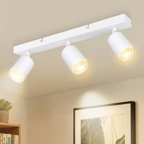 Dehobo Led Deckenstrahler Schwenkbar 350° 3 Flammig Deckenleuchte GU10 - Wandstrahler Weiß - Spotlight Lampe Deckenlampe für Wohnzimmer Schlafzimmer Küche, Nein GU10 Leuchtmittel