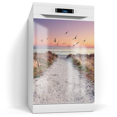 DEQORI Pellicola magnetica per lavastoviglie, 60 x 80 cm, motivo alba del Mar Baltico, tappetino magnetico decorativo per lavastoviglie, pellicola decorativa magnetica, autoadesiva, magnetica e