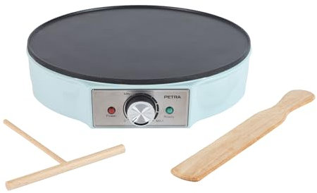 Petra Crêpière Électrique 1200W, Machine à Crêpes avec Plaque Antiadhésive 30cm, Grande Plaque Chauffante avec Température Réglable, Accessoires en Bois Inclus, Garantie 3 Ans