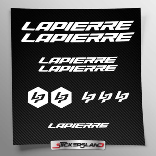 Stickersland® Aufkleber-Set kompatibel mit Rahmen MTB Mountainbike und Helm | Decals Aufkleber für Fahrrad Schriftzug Logos | Stickersland® - Lapier (weiß glänzend)
