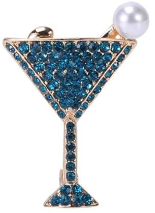 YGZHANYUANOKU Broche en forme de tasse de vin rouge micro-incrustée de zircones pour homme et femme, bleu, 2,8 x 4,3 cm, 2.8x4.3cm, Acier inoxydable, Zircone cubique