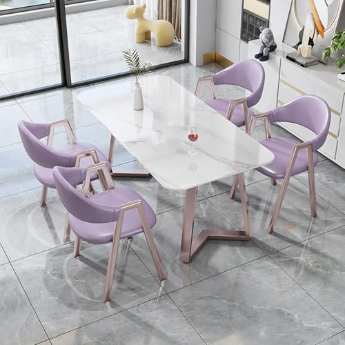 Moderno juego de mesa de comedor rectangular para 4 personas con sillas tapizadas, muebles de cocina y comedor de lujo para salas de recepción, mesa de rock incluida