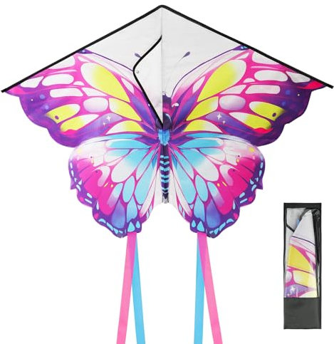 Aomig Papillon Cerf-Volant Coloré pour Enfants et Adulés, Vie Unique pour la Plage et les Activités Extérieures en Famille