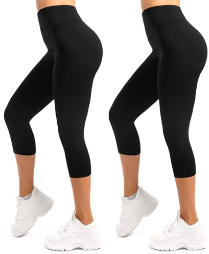 SINOPHANT 3/4 Leggings Damen High Waist Blickdicht Elastische Große Größen Leggins 2 Pack