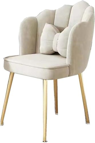 Moderner Home-Office-Stuhl mit großer Schale und Metallbeinen. Stilvoller Schreibtisch- und Esszimmerstuhl für Make-up und Freizeit. Bequemer Sitz mit Kissen für Schlafzimmer und Wohnzimmer. Weiß/sch