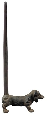 Porta asciugamani di carta a forma di cane, 30,5 cm, in metallo anticato dipinto a mano, divertente e adorabile, porta rotolo di carta igienica decorativo per bagno, cucina e casa, accessorio di