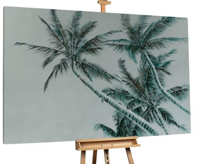 KunstLoft Ölgemälde 'Paradisiacal Flair' 180x120cm | Original Handgemalte Gemälde | Modern | Grau und Green | Leinwand-Bild Ölgemälde einteilig groß | Modernes Kunst Ölbild