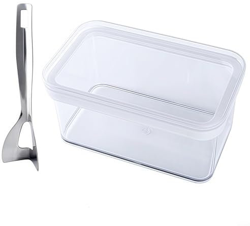 Récipient de stockage de beurre avec spatule en acier inoxydable - Boîte de rangement alimentaire scellée avec couvercle transparent - Grande capacité de 500 g pour le stockage du beurre et du fromage