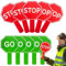 Segnale Stop And Go | 10 Segnali Stradali,Paletta Avviso Impermeabile Doppia Faccia con Manico per Controllo Parcheggio Traffico e Attività Sicurezza Bambini