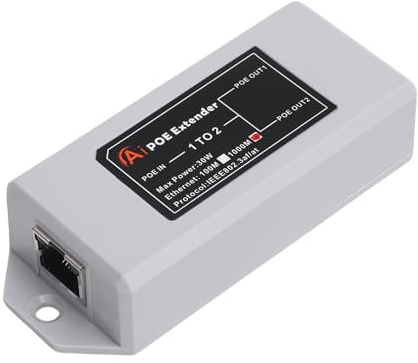 1 In 2 Out Gigabit Poe Extender, 2 Port -Ethernet -Repeater, 1000 Mbit/S Langstreckenübertragung, Plug -and -Play, Wall Mount Poe Splitter -Adapter für Zuhause, Hotel,