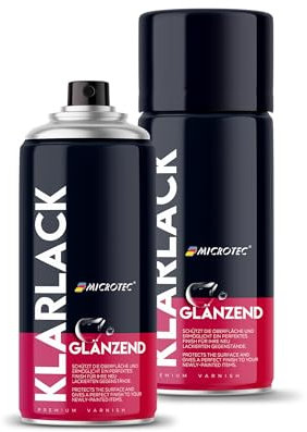 MICROTEC® Sprühlack | 400ml | hochwertiges Acryllackspray | matt oder glänzend | Sprühfarben für Metall, Holz, Kunststoff u.v.m. | große Farbauswahl (Klarlack glänzend - Premium Schutzlack)