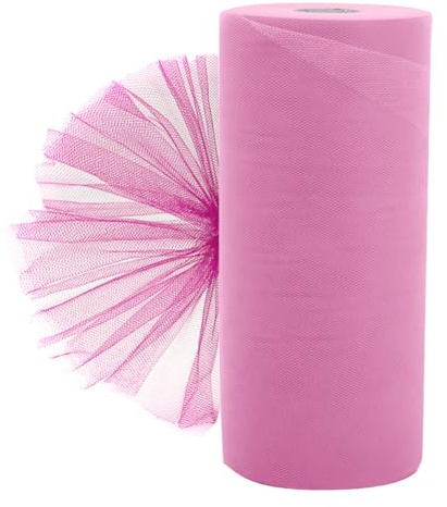Rouleau de tulle rose - 30 cm x 92 m,Ruban décoratif transparent - Décoration de chaise - Chemin de table - Filet en tulle - Tissu décoratif pour mariage, fête, cadeau, bricolage