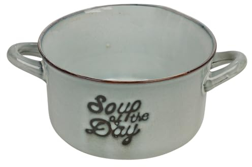 URBNLIVING Stoneware Soup & Cereal Bowls Set with Handles - 500ml Large Serving Dish - Durable Heat-Retaining Design - Blue, Green, Brown - Set of 3 or 6