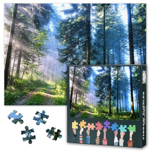 1000 Teile Puzzle: Morgenstimmung im Grünen Wald (50x70cm) - Detailreiche Naturfotografie, Modernes Waldkunstwerk für Sammler & Einzigartige Geschenkideen