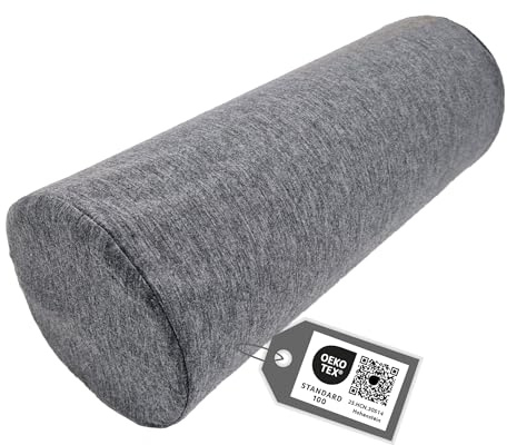 Tiga-Med Orthopädische Nackenrolle, Schaumstoff, Schwarz oder Anthrazit, 40x15cm, Abnehmbarer & waschbarer Bezug, für Nacken/Knie/Rücken, OEKOTEX Zertifiziert (1, Anthrazit)