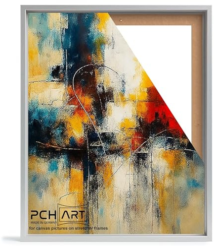 PCH[art] Schattenfugenrahmen in Alu Optik für Leinwandbilder auf Keilrahmen|Größe: 30x40 cm| Rahmen ohne Glas und Rückwand