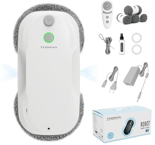 Tosima W5 Robot pulitore vetri 6400 Pa Max potenza di aspirazione adattiva, pulitore intelligente per vetri con sistema di sicurezza tripla, navigazione intelligente, telecomando, per