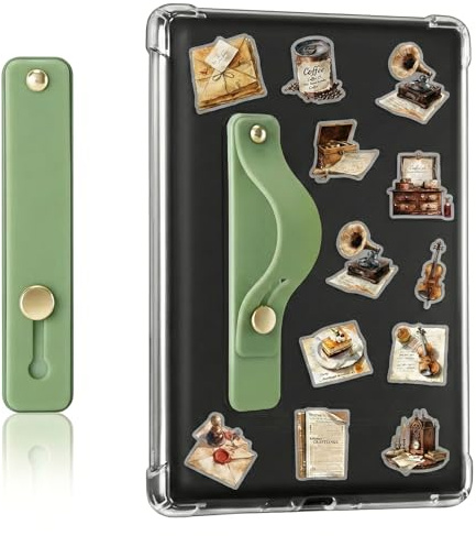2 Stück Handhalter,Handschlaufe, Für 4,3-14 Zoll Tablet Kindle Smartphone Kids Tablet, 50 Retro-Aufkleber Gratis