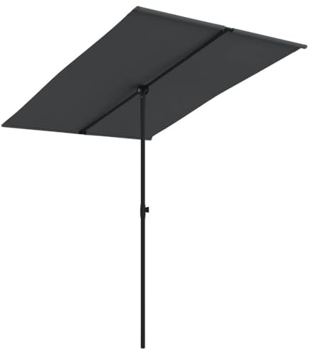 Yisssmeng Parasol rectangulaire - 200 x 150 cm - Noir - Mât en aluminium - Protection UV - Réglable en hauteur - Pivotant à 180 ° - Moderne - Pour terrasse, balcon et jardin