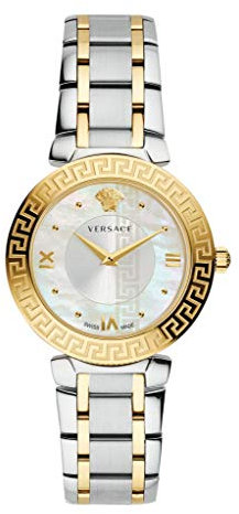 Versace Damen-Armbanduhr Analog Quarz 2 Zeiger mit zweifarbigem Edelstahlarmband V16060017, Gold, Daphnis