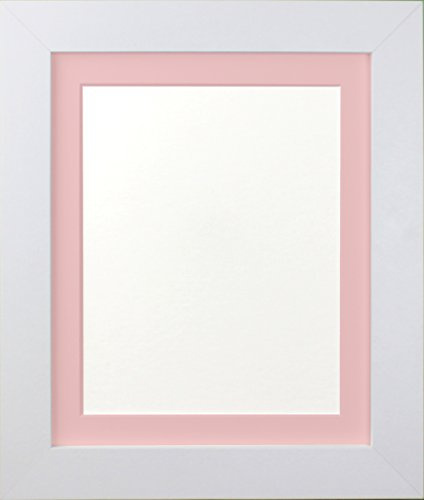FRAMES BY POST 39mm White Picture Photo Frame with Pink Mount 50 x 40cm For Pic Size 40 x 30cm (Plastic Glass)