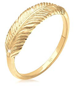 Elli Ring Damen Feder Flügel Boho Festival in 925 Sterling Silber vergoldet
