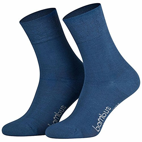 12 paires de chaussettes en bambou ultra douces pour elle et lui – Confort optimal – Pas de caoutchouc qui comprime – Idéal pour affaires, sport et loisirs - Bleu - 43-46