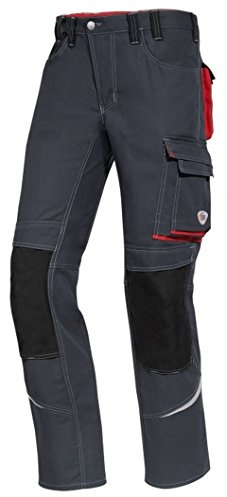 BP Comfort Plus 1803-720-5681 Arbeitshose - Gummizug im Rücken - Bundfalten - Normale Passform - Größe: 60n - Farbe: anthrazit/rot