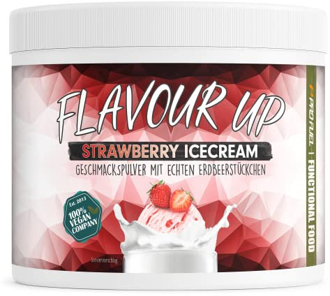 Geschmackspulver STRAWBERRY ICECREAM 250g - Leckerer Geschmack und Süße - nur 9 kcal pro Portion - Vielseitig einsetzbar für Lebensmittel & Getränke - Flavour Powder - FLAVOUR UP