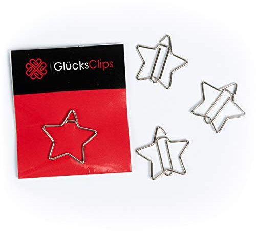 Büroklammern, 11x Büroklammer Motiv Stern, als Deko oder Lesezeichen. Paperclip I Paper Clips, Briefklammer oder Bookmark, für Büro oder Zuhause, C009